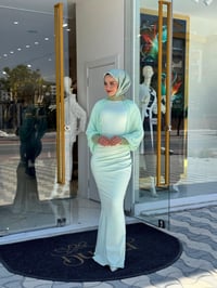 White Corner 3252 Abaya  - SU YEŞİLİ