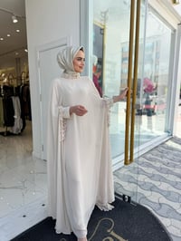 White Corner Abaya 3211 - BEJ