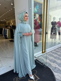 White Corner Abaya 3211 - MİNT