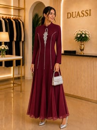 White Corner Abiye Elbise 2897 - BORDO