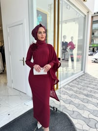 White Corner Elbise 3151 - BORDO