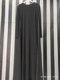 Yanı Taşlı Şifonlu Elbise 887 - SİYAH