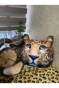 3 Boyutlu Dijital Baskılı Leoparr Desenli Yastık-kırlent-minder