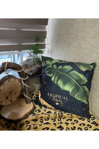 3 Boyutlu Dijital Baskılı Tropikal Desenli Yastık-kırlent-minder