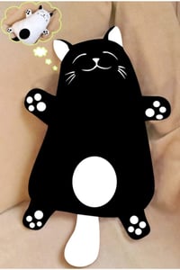 3 Boyutlu Dijital Baskılı Uykucu Siyah Kedi Yastık-kırlent-minder