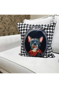 3d Ekose Köpek Desenli Fermuarlı Yastık Kılıfı