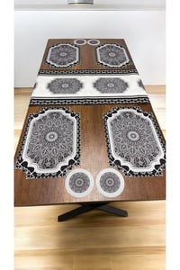 9 Parça Runner Ve Supla Seti Amerikan Servis Runner 40 X 140 Ve Bardak Altlığı