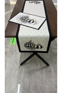 Balkabağı Desenli Runner 40 X 140 Ve Amerikan Servis Takımı