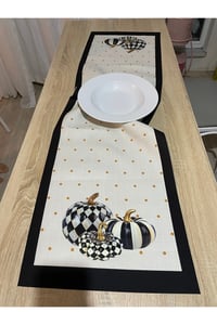 Balkabağı Desenli Runner 40 X 140 Ve Amerikan Servis Takımı