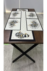Balkabağı Desenli Runner 40 X 140 Ve Amerikan Servis Takımı