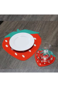 Çilek Desenli Tabak/bardak Altlığı