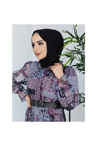Desenli Şifon Elbise