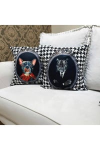 Ekose Köpek Desenli Kırlent