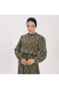 Etnik Desenli Şifon Elbise