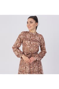 Fırça Desenli Bayan Şifon Elbise
