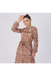 Fırça Desenli Bayan Şifon Elbise