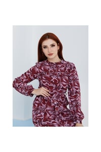 Fırça Desenli  Şifon Elbise