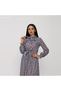 Geometrik Desenli Bayan Şifon Elbise