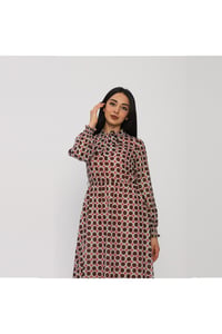 Geometrik Desenli  Şifon Elbise