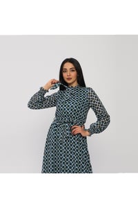 Geometrik Desenli  Şifon Elbise