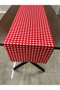 Kırmızı Beyaz Kareli Runner Örtüsü 40 X 140