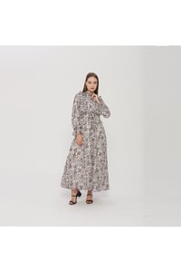 Leopar Desenli Kadın Şifon Elbise