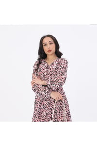 Leopar Desenli Kadın Şifon Elbise