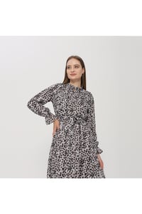 Leopar Desenli Kadın Şifon Elbise
