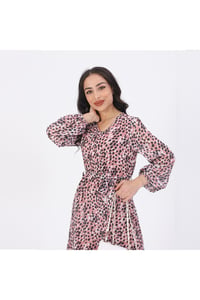 Leopar Desenli Kadın Şifon Elbise