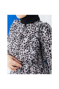 Leopar Desenli Kadın Şifon Elbise
