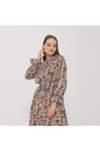 Leopar Desenli Kadın Şifon Elbise