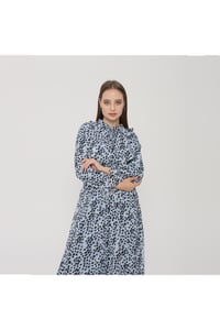 Leopar Desenli Kadın Şifon Elbise