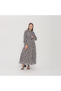 Leopar Desenli Kadın Şifon Elbise