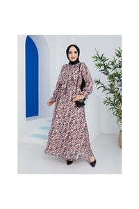 Leopar Desenli  Şifon Elbise