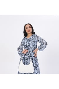 Leopar Desenli Şifon Elbise