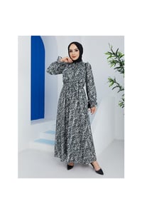 Leopar Desenli Şifon Elbise