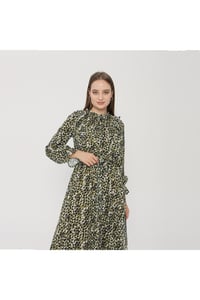 Leopar Desenli  Şifon Elbise
