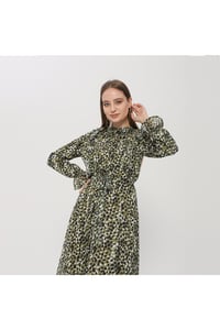 Leopar Desenli  Şifon Elbise
