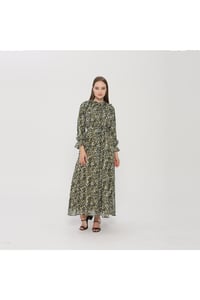 Leopar Desenli  Şifon Elbise