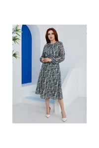 Leopar Desenli Şifon Elbise