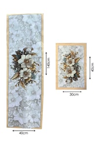 Magnolia Gold – 3D Çiçek Desenli Masa Runner & 4’lü Supla Takımı