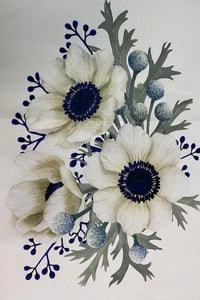 Mavi Gül Desenli Runner 40x140 Cm