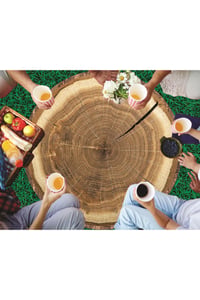 Odun Desenli Yıkanabilir Yuvarlak Piknik Örtüsü 150x150 cm