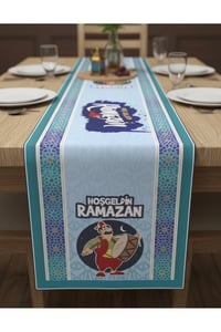 Ramazan Ayı Motifli Dijital Baskılı Runner Masa Örtüsü 40x140 cm