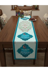 Ramazan Ayı Motifli Dijital Baskılı Runner Masa Örtüsü 40x140 cm