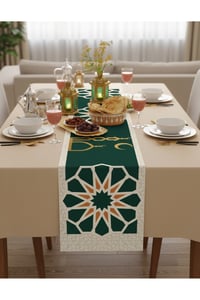 Ramazan Ayı Motifli Dijital Baskılı Runner Masa Örtüsü 40x140 cm