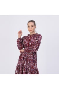 Tropikal Desenli Bayan Şifon Elbise