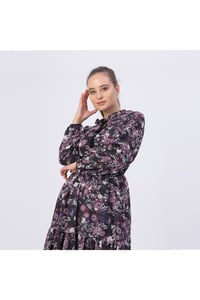 Tropikal Desenli Kadın Şifon Elbise