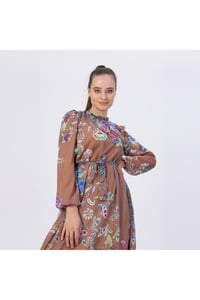 Yaprak Desenli  Şifon Elbise