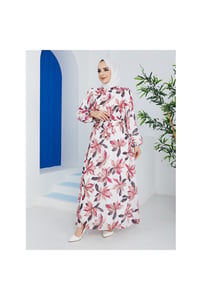 Yaprak Desenli Şifon Elbise